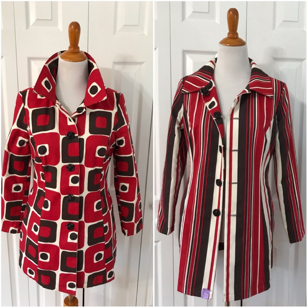 Vintage Reversible Mod-Geo Print & Stripe Coat